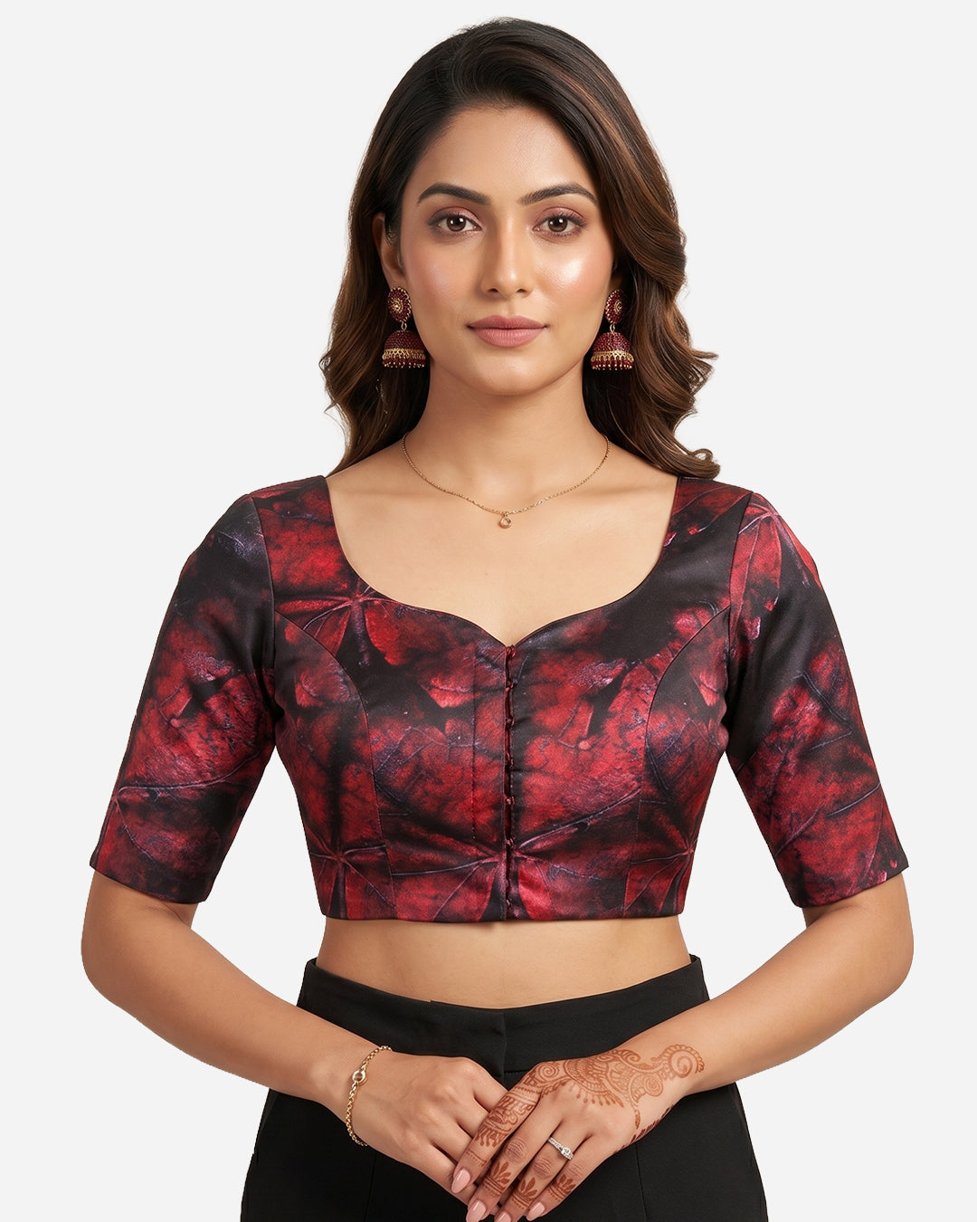 Princess Cut Blouse Farma - Both Deep Neck - Elbow Sleeve