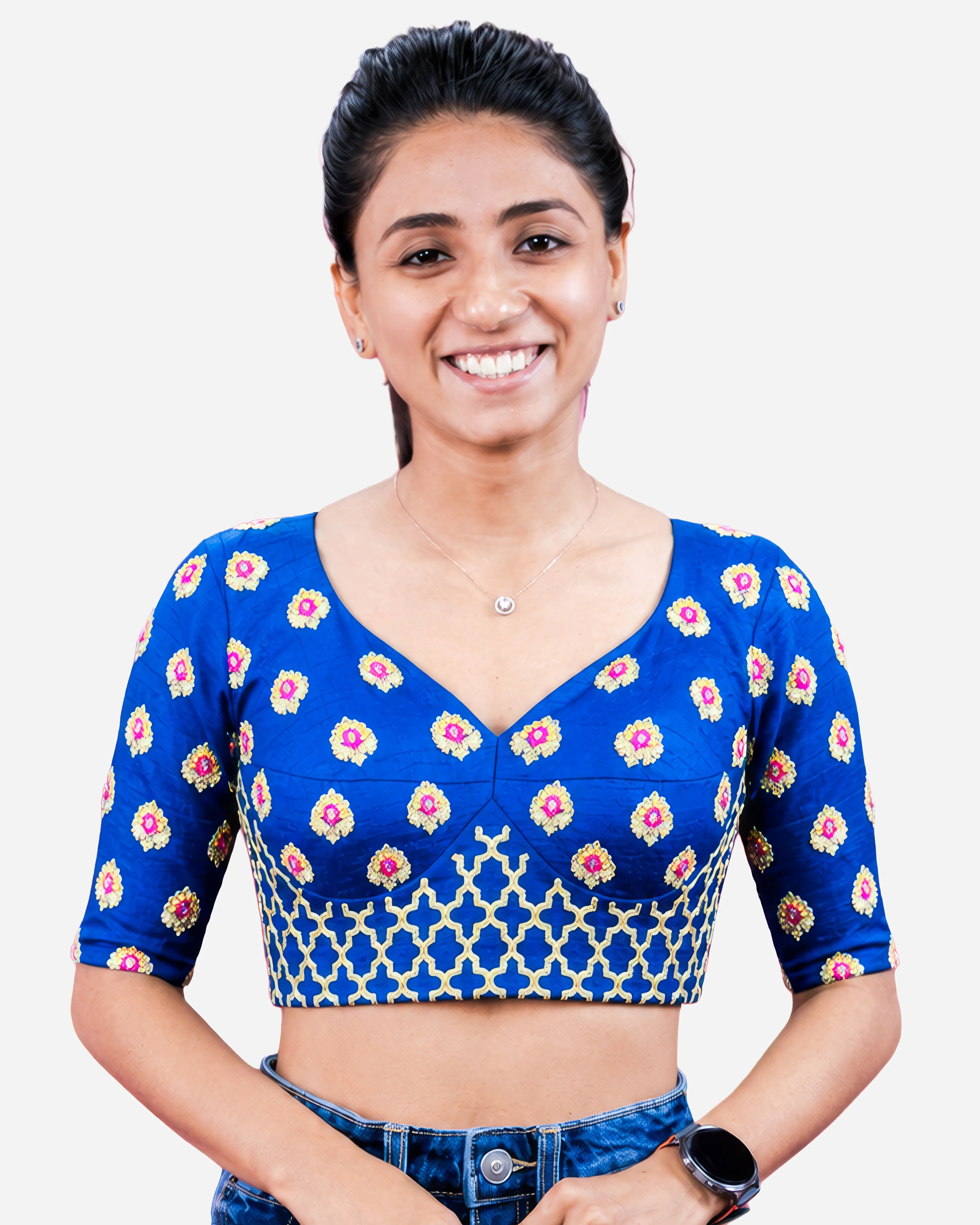 Heritage Blouse Farma - Both Deep Neck - Elbow Sleeve