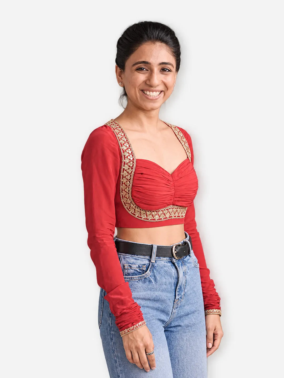 Madhubala Blouse Farma - Deep & Pack Neck - Elbow Sleeve