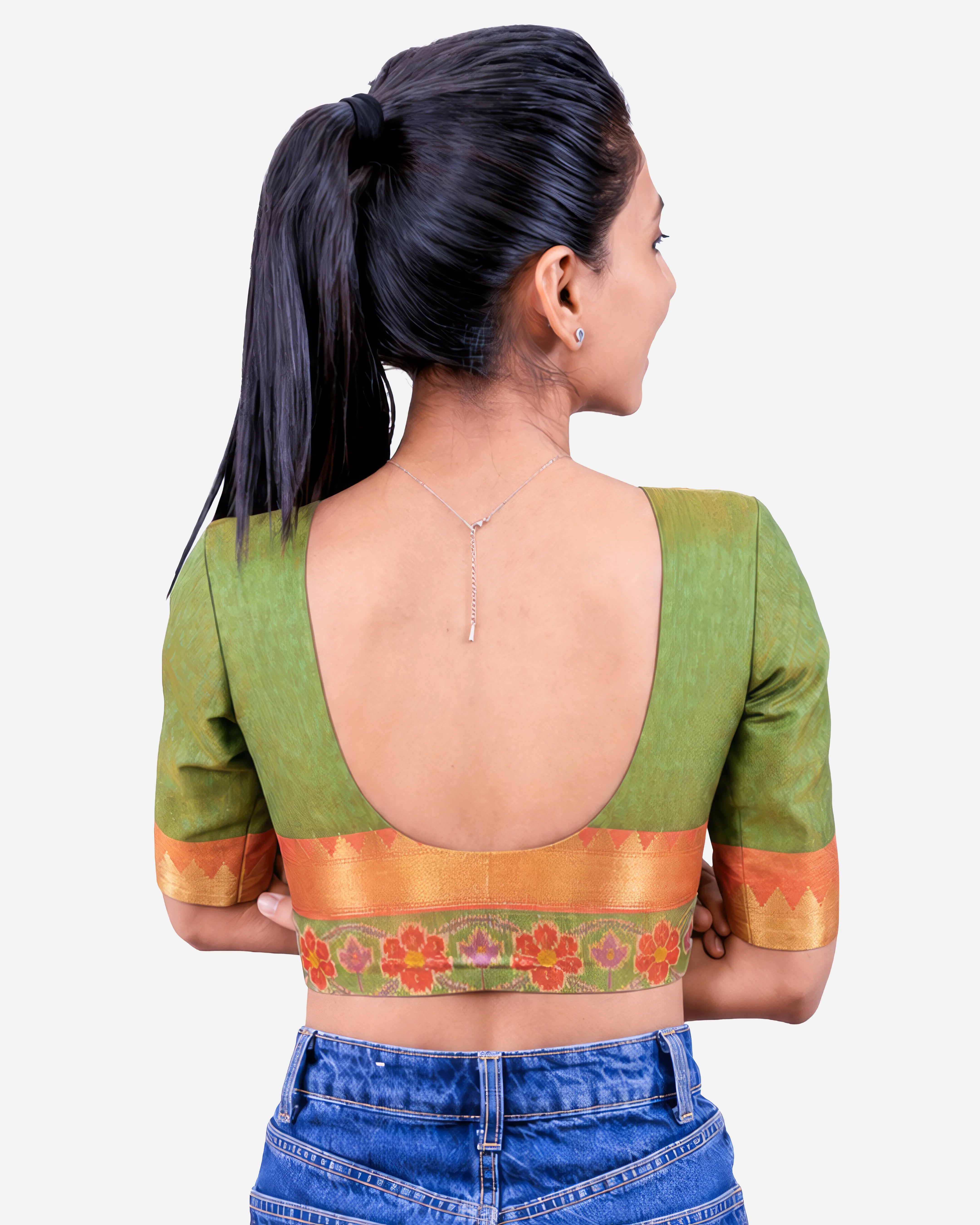 Katori Blouse Farma - Both Deep Neck - Elbow Sleeve