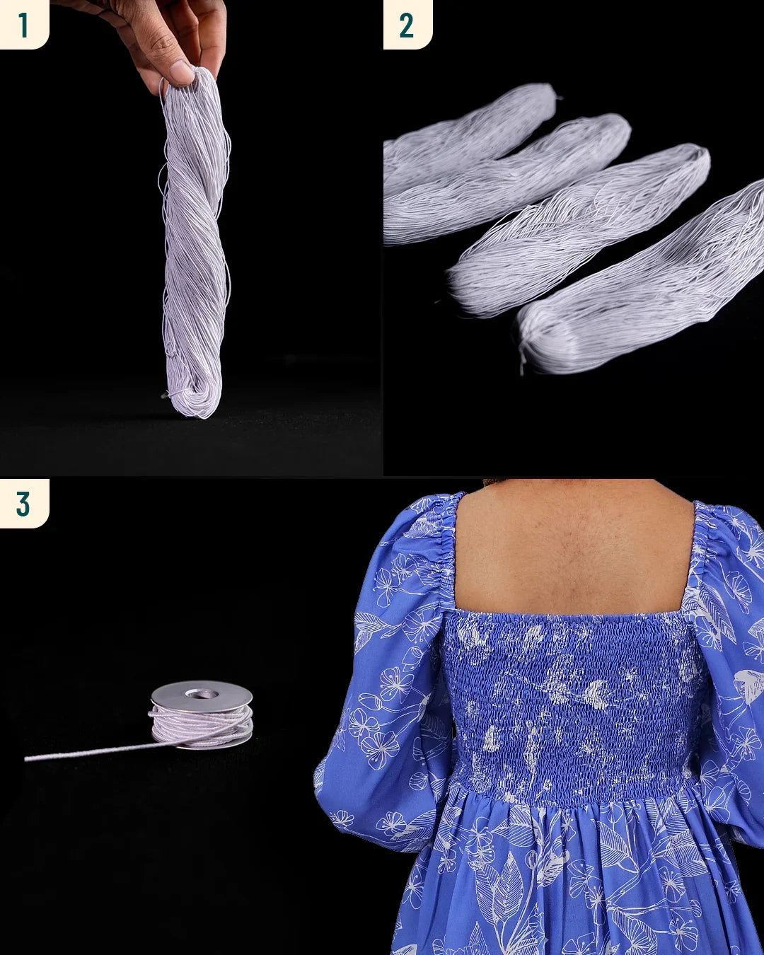 1MM White Bobbin Elastic Thread