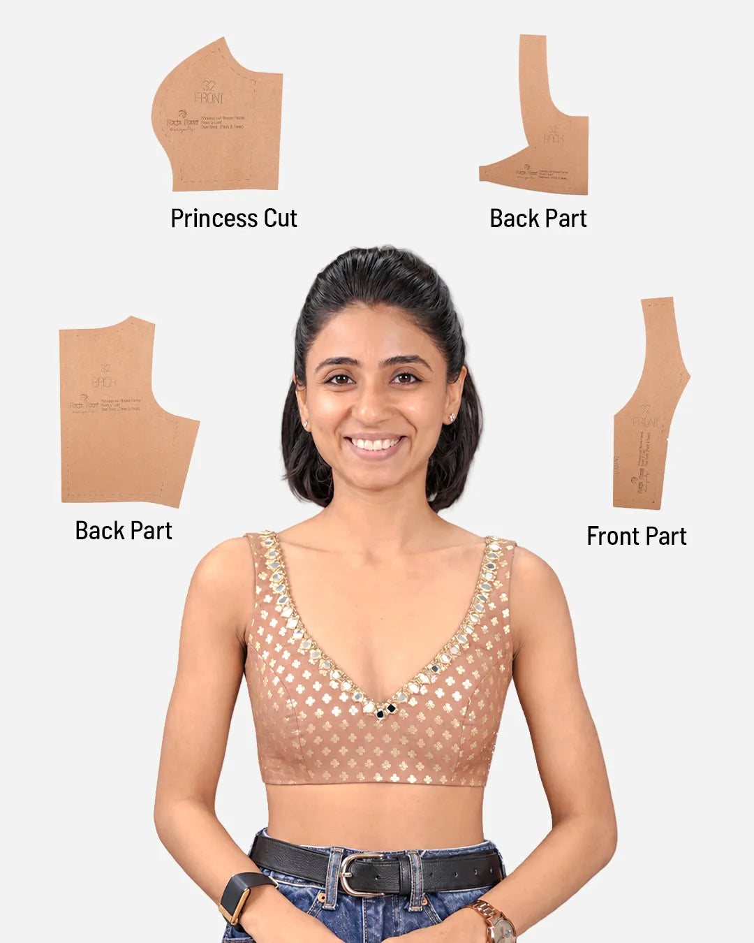 Princess Cut Blouse Farma - Front V Leaf - Dual Back (Pack & Deep)