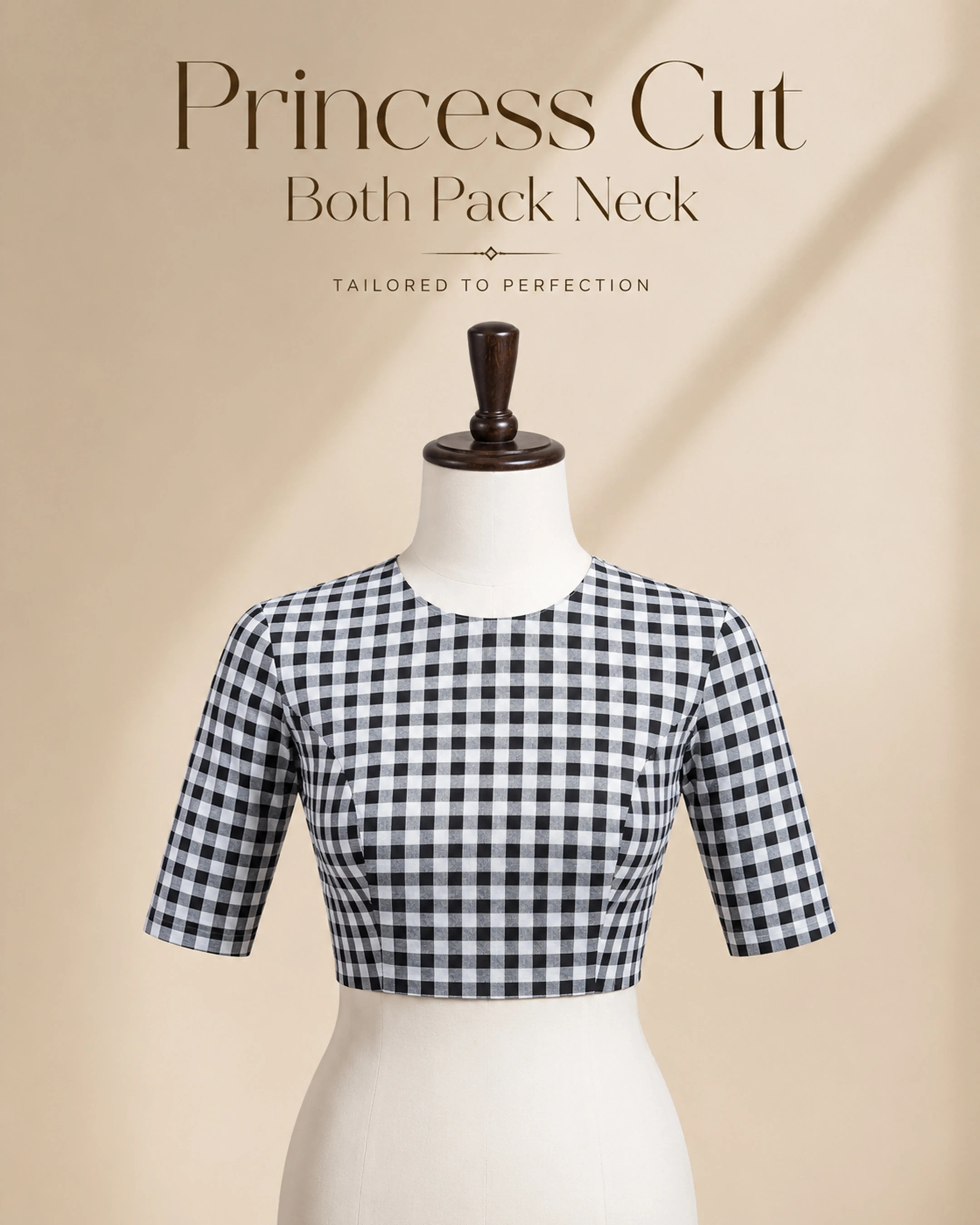 Princess Cut Blouse Farma - Both Pack Neck - Elbow Sleeve