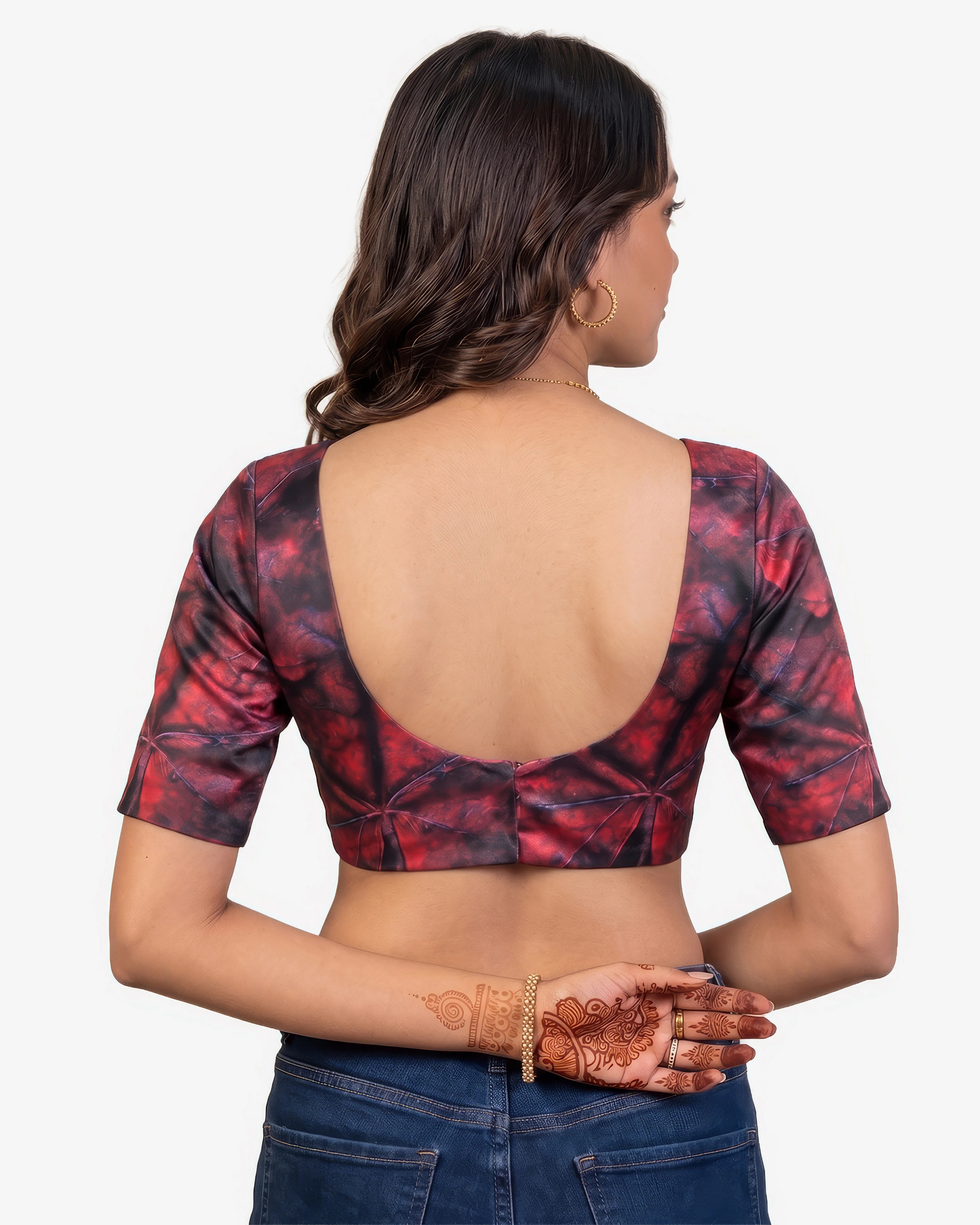 Princess Cut Blouse Farma - Both Deep Neck - Elbow Sleeve