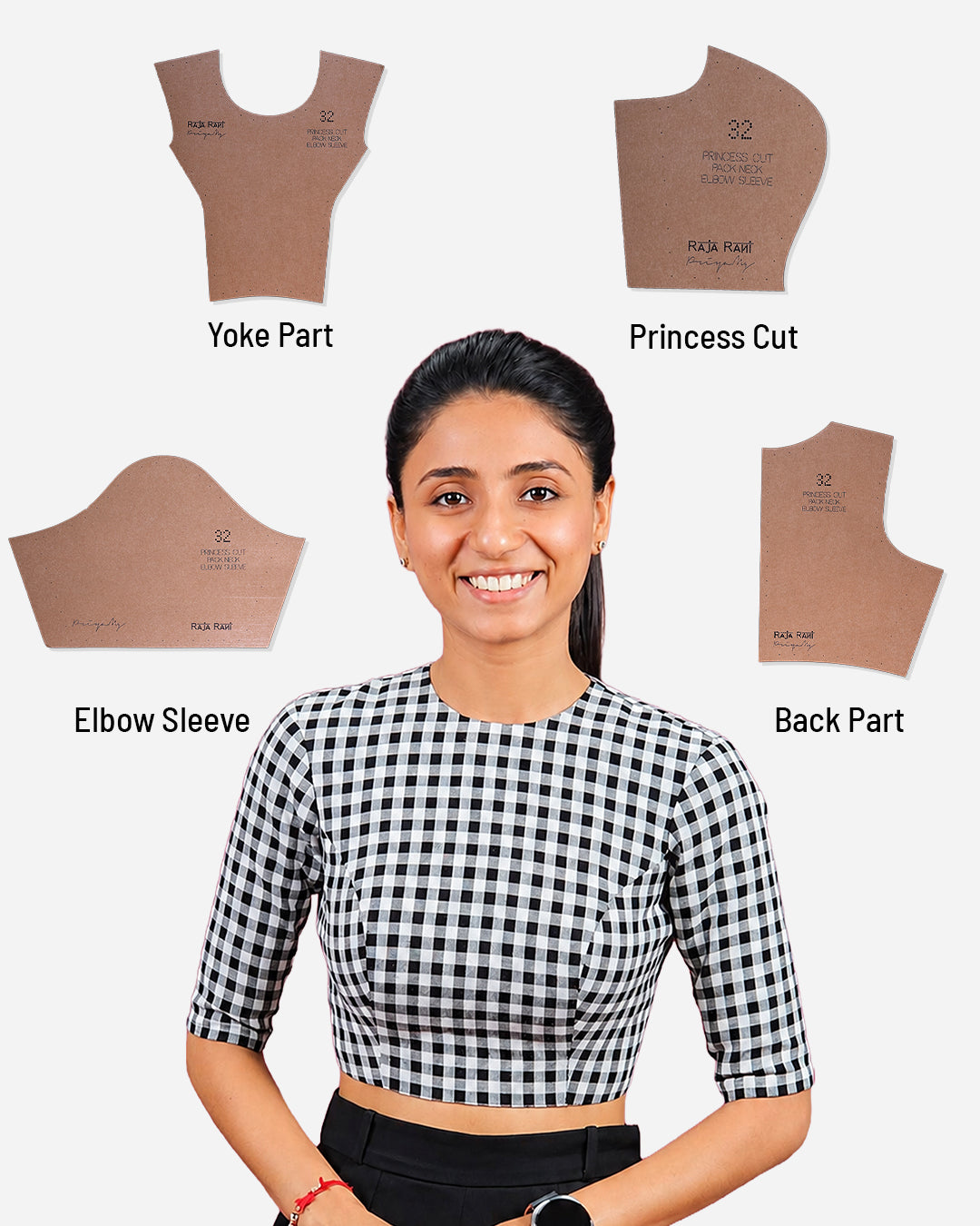 Princess Cut Blouse Farma - Both Pack Neck - Elbow Sleeve
