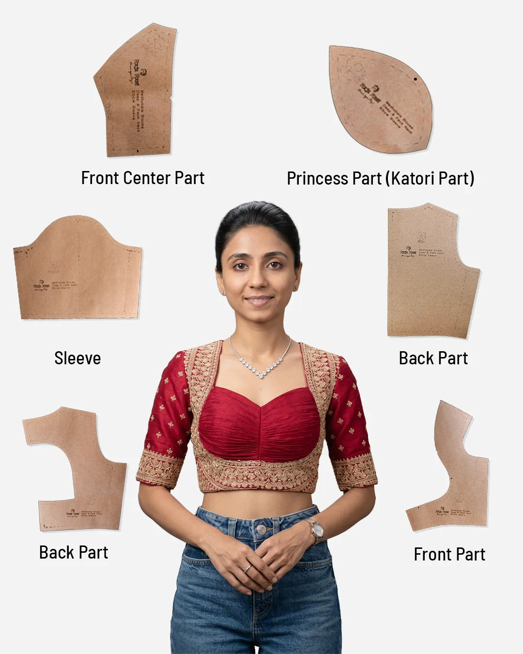 Madhubala Blouse Farma - Deep & Pack Neck - Elbow Sleeve