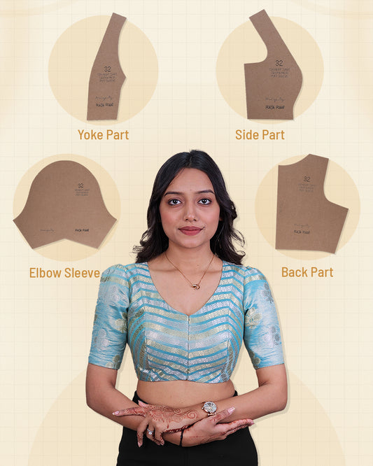 Straight Dart - Deep & Pack Neck Puff Sleeve Blouse Farma (Sizes 28-44)