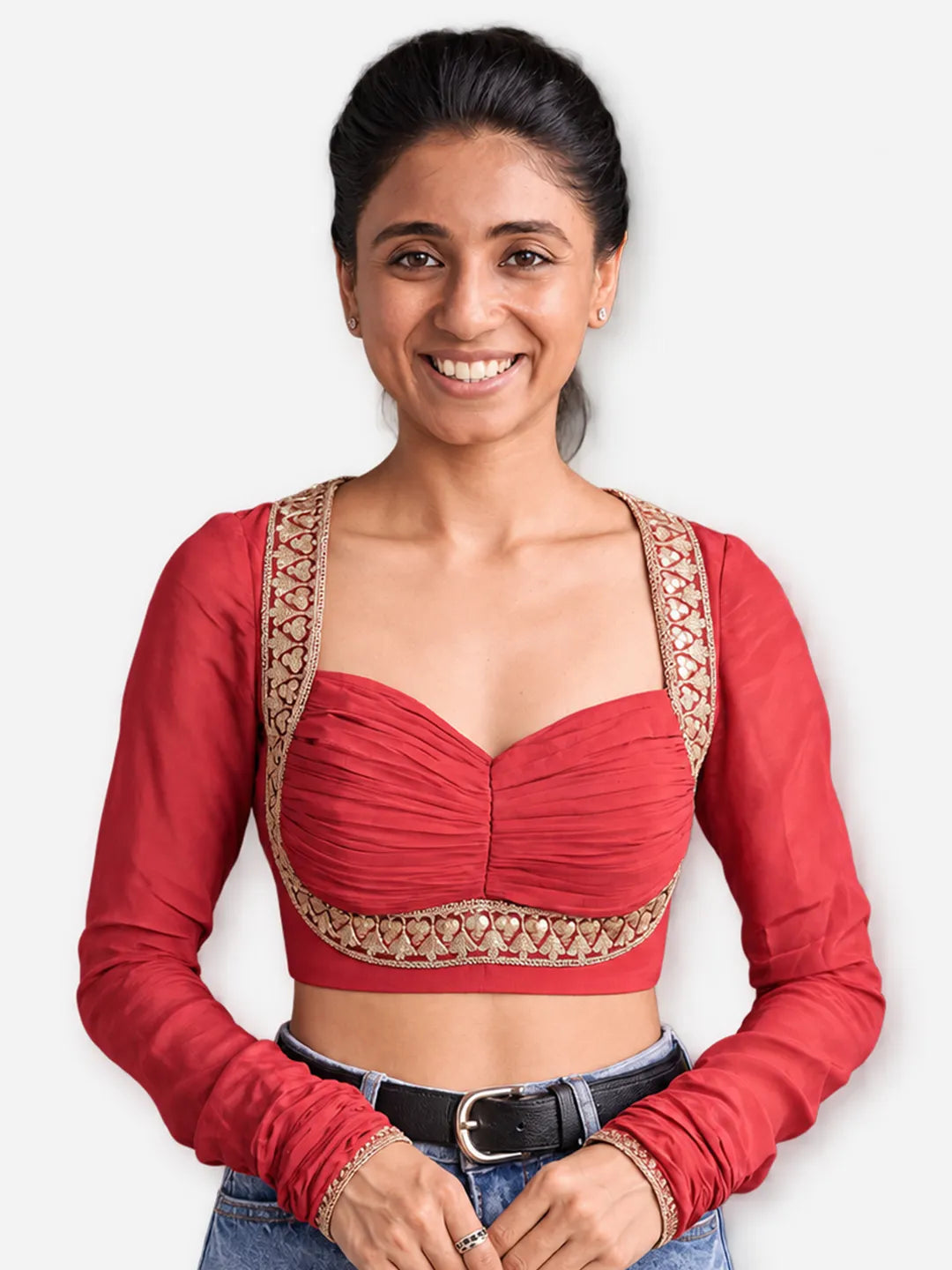 Madhubala Blouse Farma - Deep & Pack Neck - Elbow Sleeve