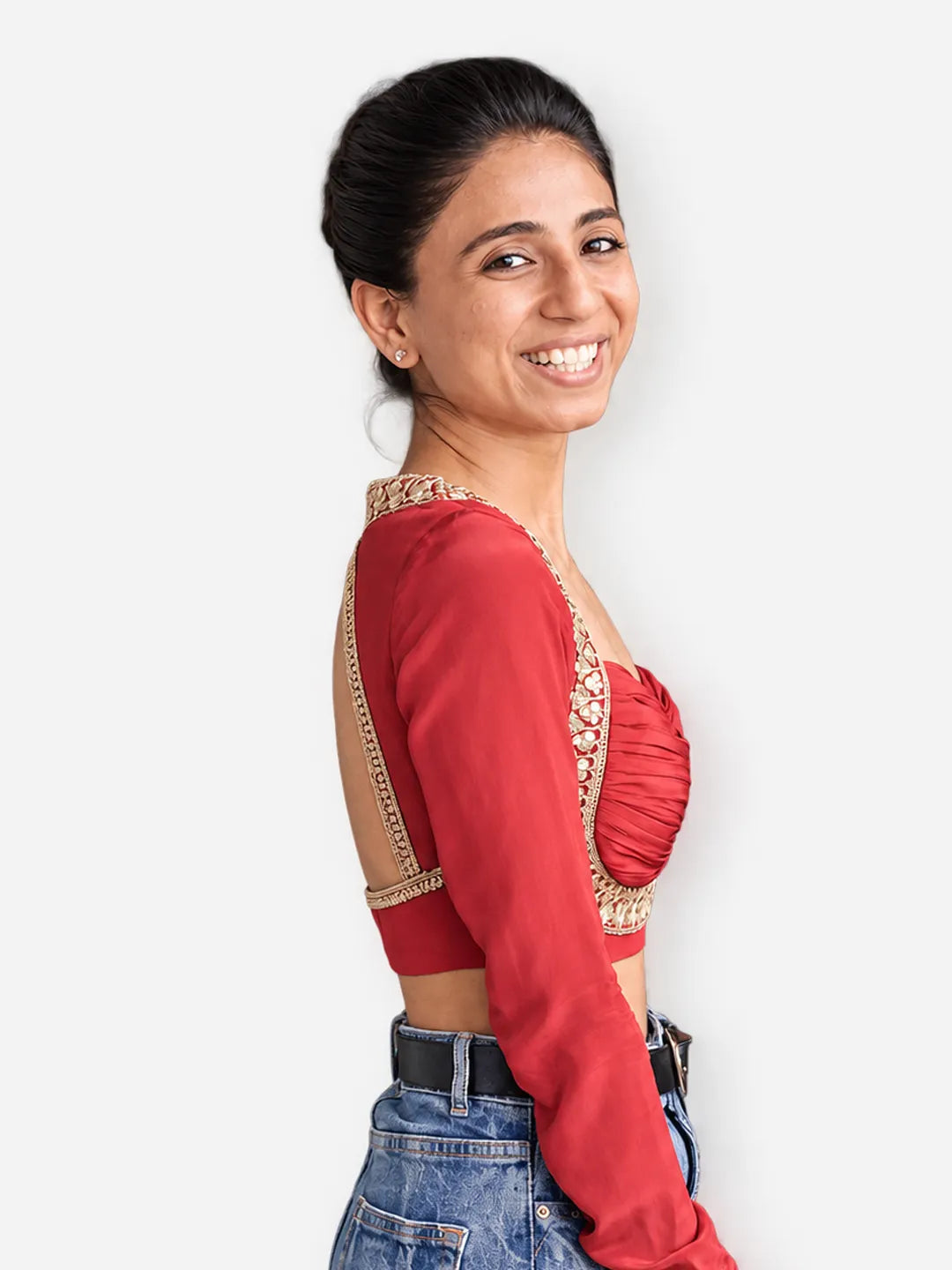 Madhubala Blouse Farma - Deep & Pack Neck - Elbow Sleeve