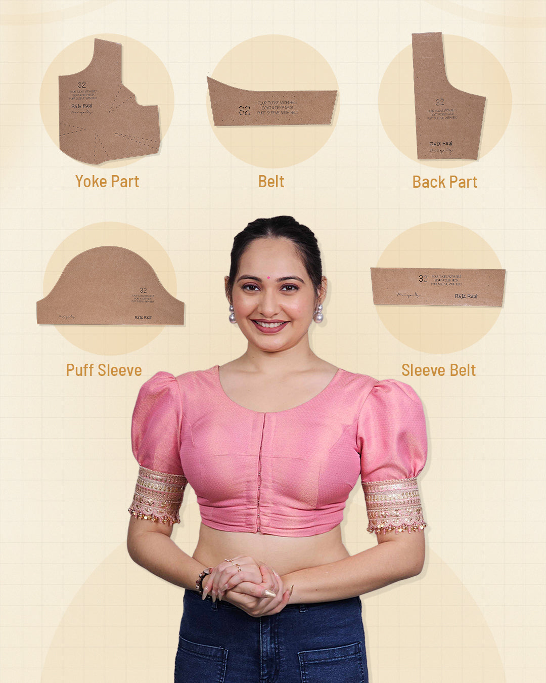 Fourtucks With Belt, Boat & Deep Neck, Puff Sleeve With Belt Farma