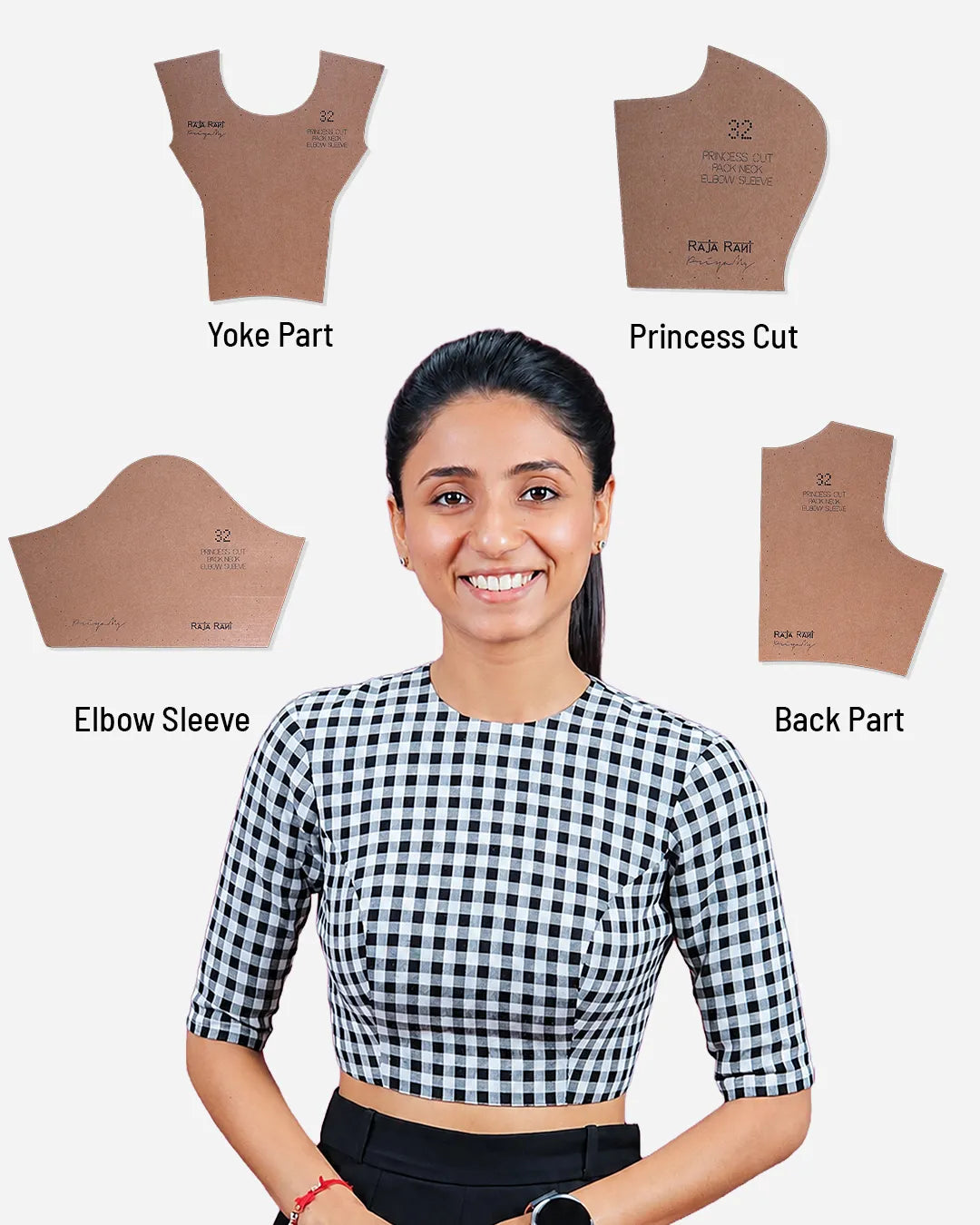 Princess Cut Blouse Farma - Both Pack Neck - Elbow Sleeve