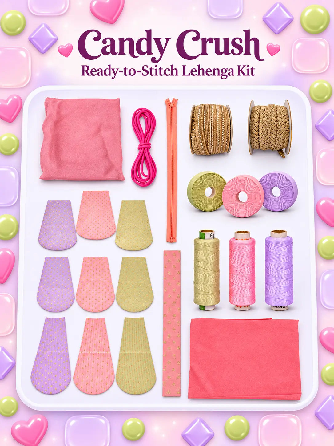 Candy Crush (Ready To Stitch Lehenga)