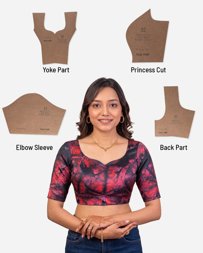 Princess Cut Blouse Farma - Both Deep Neck - Elbow Sleeve