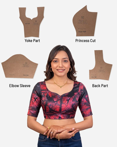 Princess Cut Blouse Farma - Both Deep Neck - Elbow Sleeve