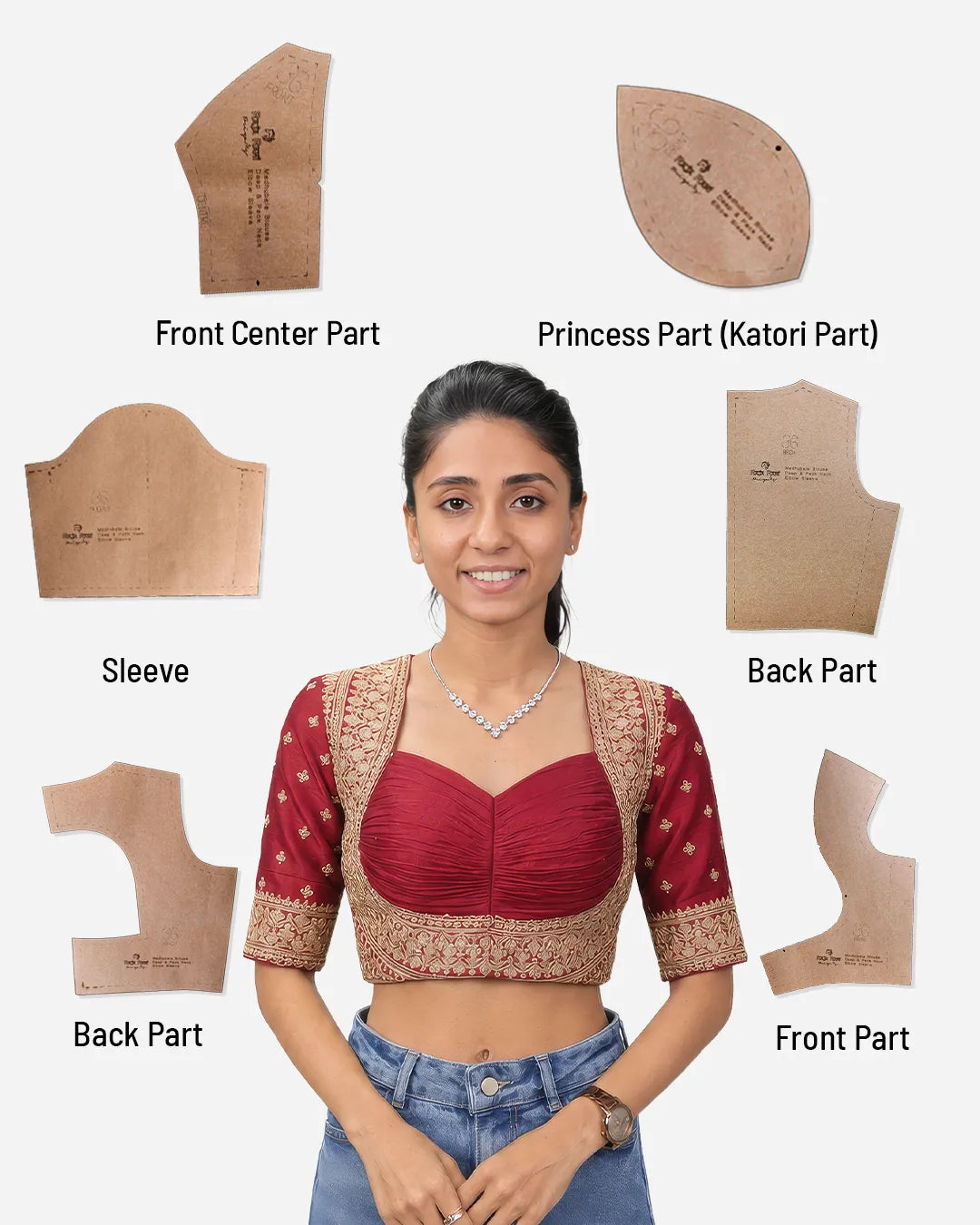 Madhubala Blouse Farma - Deep & Pack Neck - Elbow Sleeve