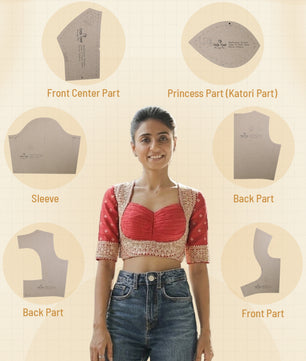 Madhubala Blouse - Deep & Pack Neck - Elbow Sleeve (Sizes 30 to 50)