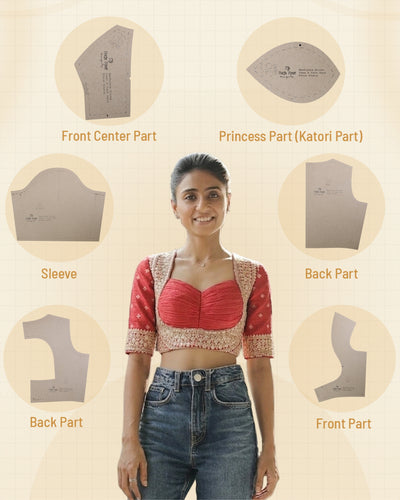 Madhubala Blouse - Deep & Pack Neck - Elbow Sleeve