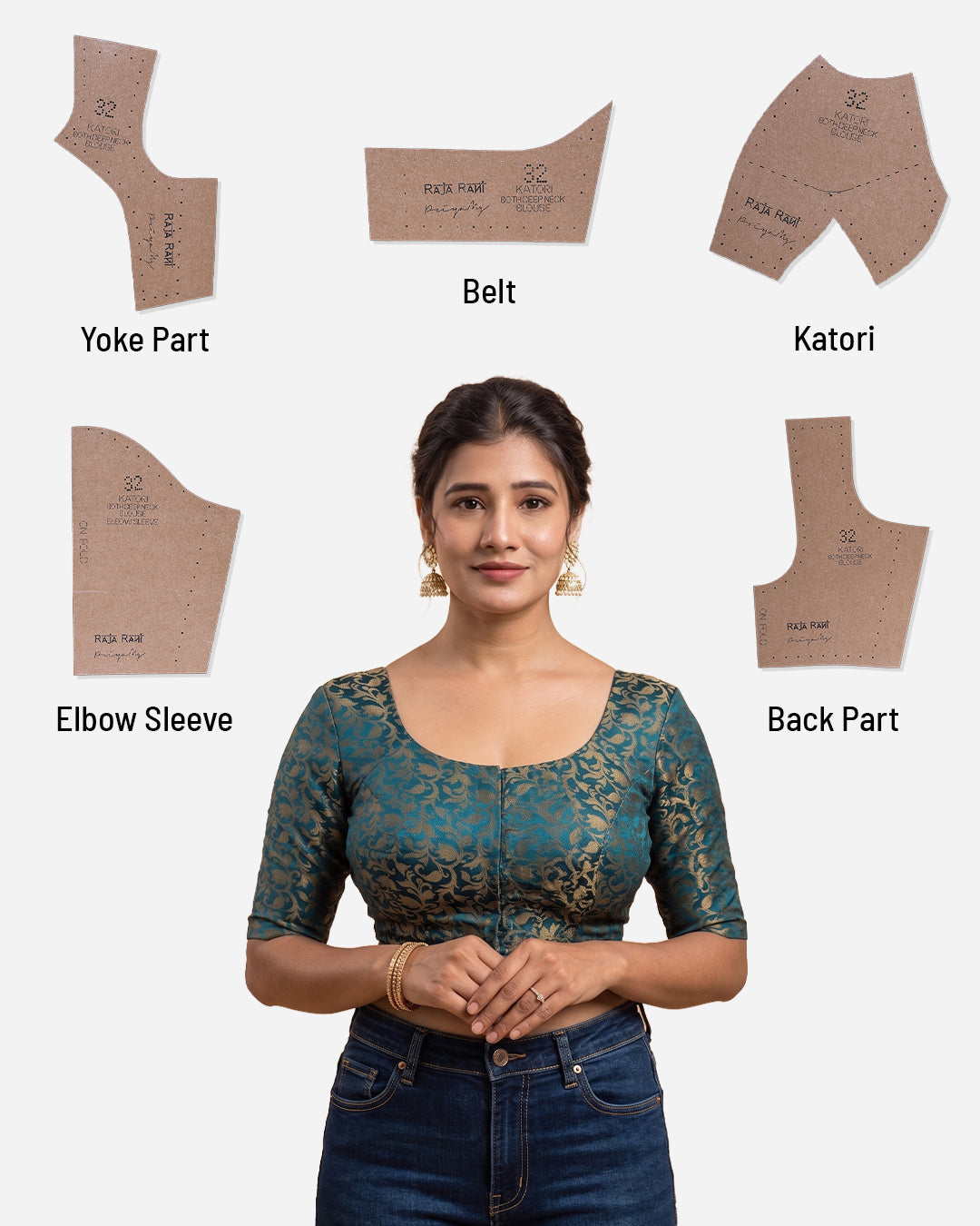 Katori Blouse Farma  - Both Deep Neck - Elbow Sleeve