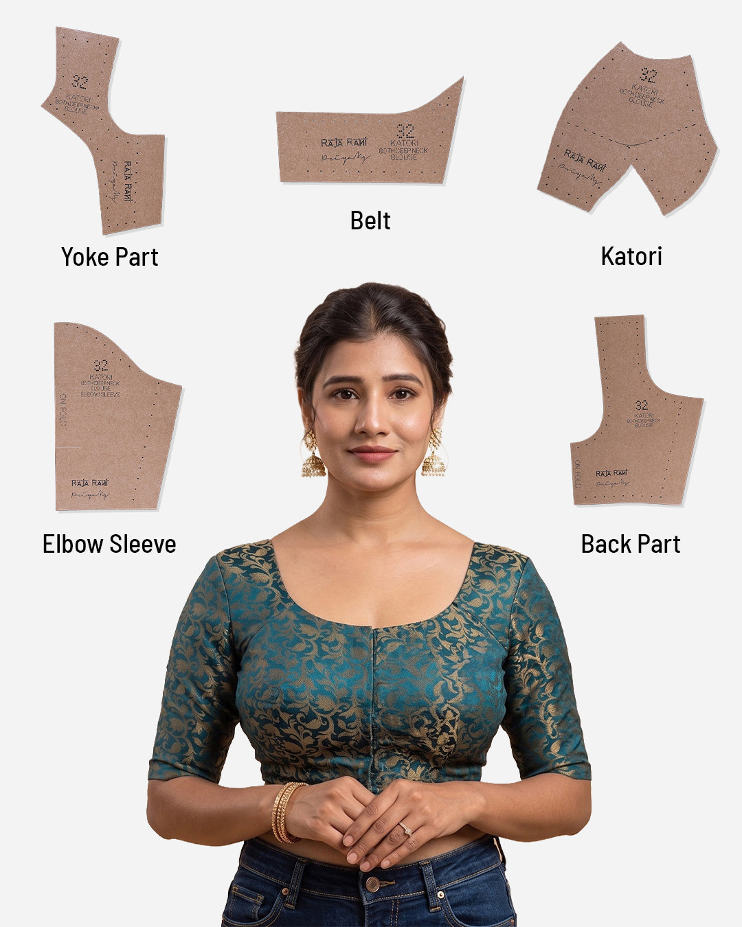 Katori Blouse Farma  - Both Deep Neck - Elbow Sleeve