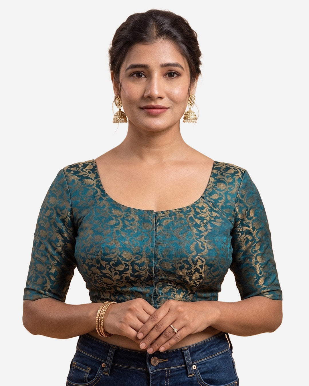 Katori Blouse Farma  - Both Deep Neck - Elbow Sleeve