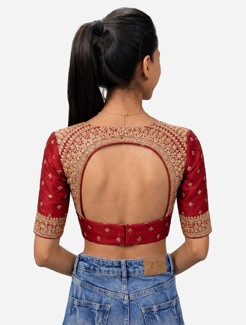Madhubala Blouse Farma - Deep & Pack Neck - Elbow Sleeve